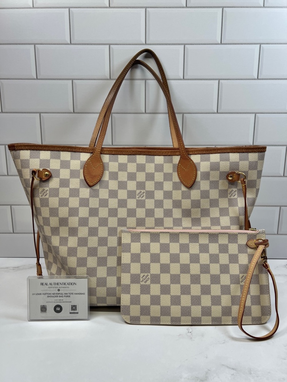 LV Louis Vuitton Neverfull MM Tote Handbag Shoulder Bag Purse